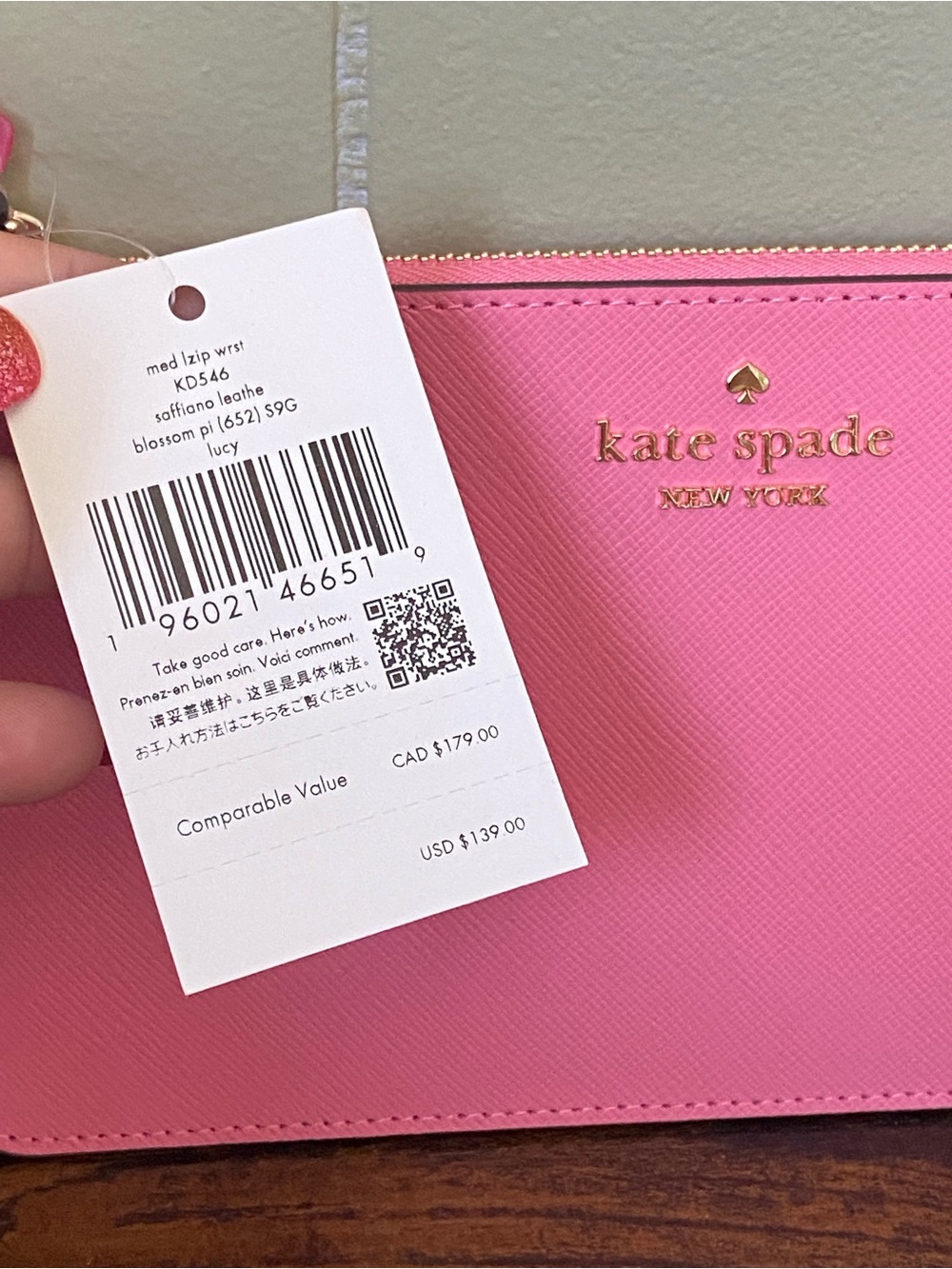 Kate Spade Hot Pink Zip Wristlet NWT - Picture 5 of 7
